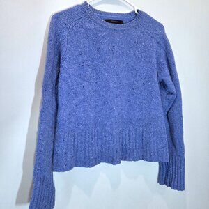 Express Cropped Blue Tweed Lambswool Sweater Size L